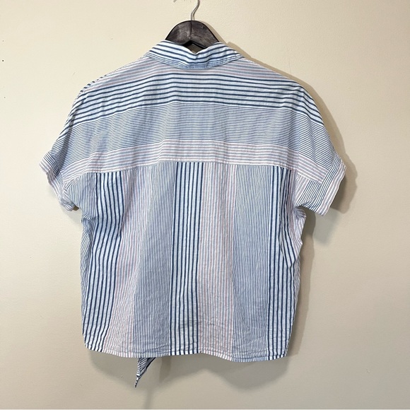 Madewell Short Sleeve Tie Front Shirt in Rawley Stripe - Picture 8 of 14